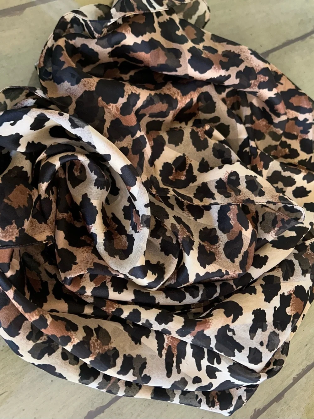 Leopard Print Scarf in Brown and Black 13“ x 56“ made in Italy